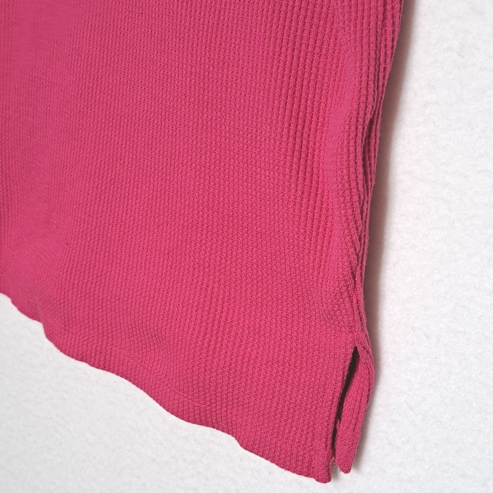 Woman Within Henley Top Womens 22/24 Pink Waffle Knit Short Sleeve Button Neck - Picture 9 of 13